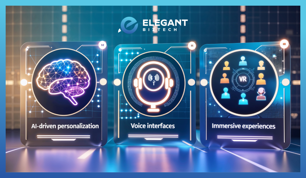 2025 UX trends, including AI-driven personalization, voice interfaces, immersive experiences, and inclusive design.