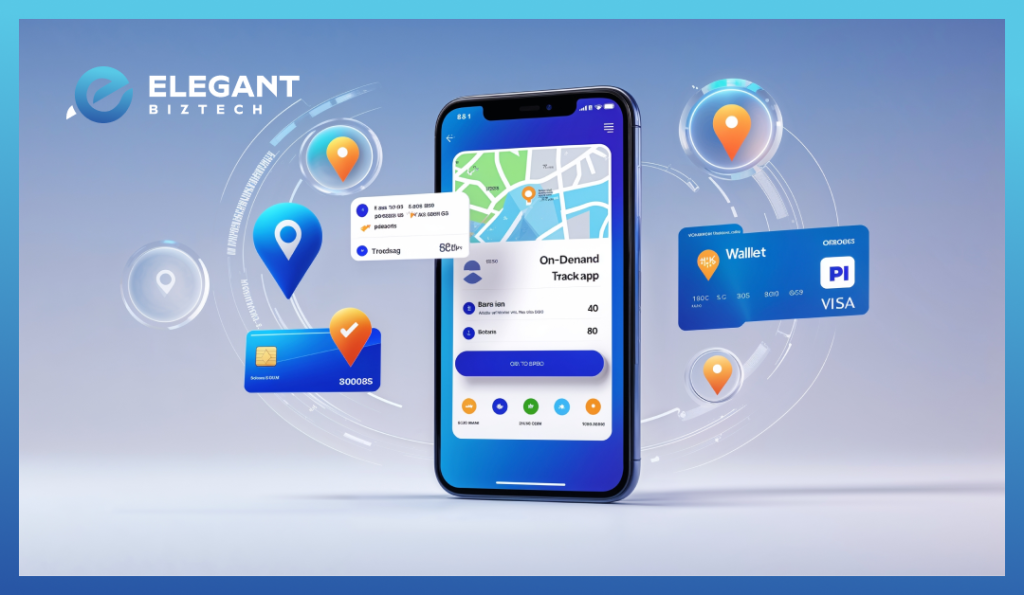 On-demand app interface with features like tracking and payment integration