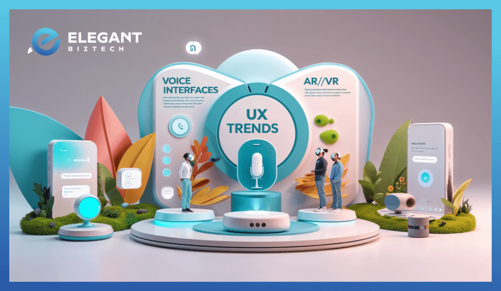 Top UX trends for 2025, including voice interfaces, AR/VR, and sustainable design elements