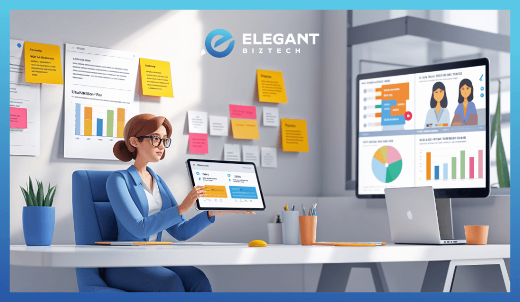 UX designer conducting user research, possibly through surveys or usability tests