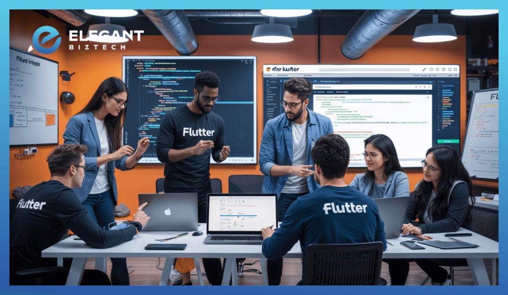 A team of Flutter experts collaborating on an MVP project